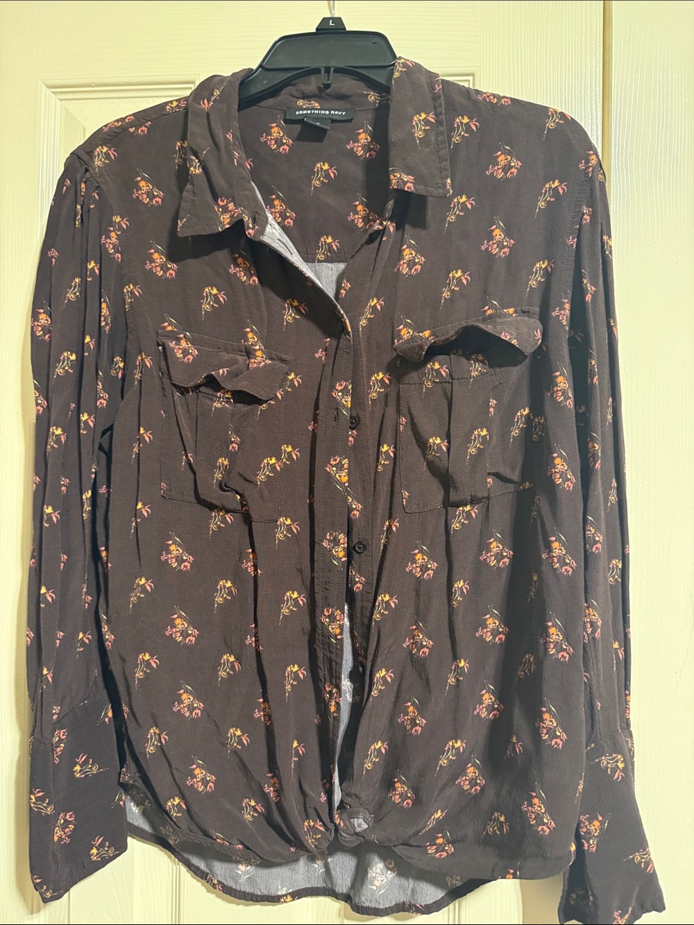 Something Navy Brown Floral Button-Down Shirt